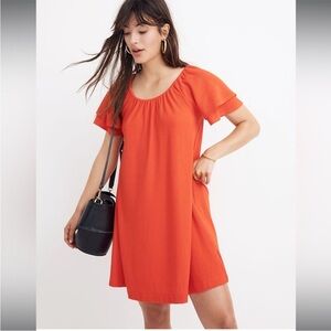 Madewell Texture & Thread Tiered-Sleeve Red Dress